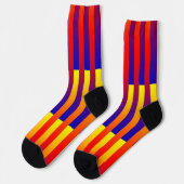 Blau Rot Gelb Gestreiftes Muster Socken (Linkes Detail)