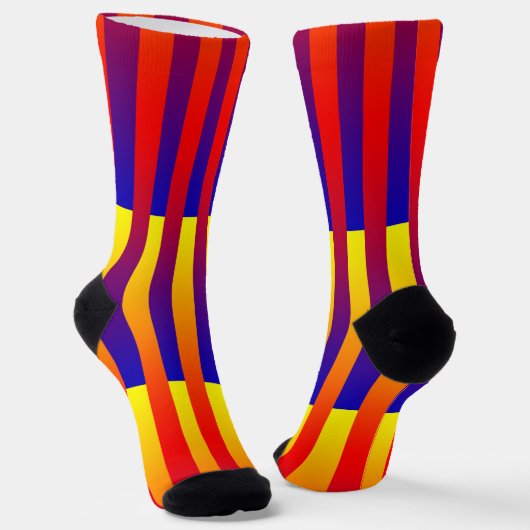 Blau Rot Gelb Gestreiftes Muster Socken (Gewinkelt)
