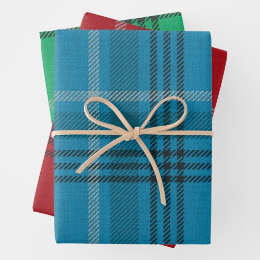 Blau, Rot, Grün Kariert Geschenkpapier Set (Beispiel)