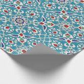 Blau Rot Grün Weiß Portugiesisches Azulejo-Muster Geschenkpapier (Ecke)