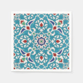 Blau Rot Grün Weiß Portugiesisches Azulejo-Muster Serviette (Vorderseite)
