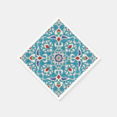 Blau Rot Grün Weiß Portugiesisches Azulejo-Muster Serviette (Ecke)