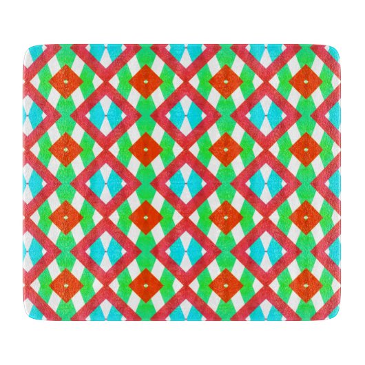 Blau, rot-grüner Frühling/Osterdiamant Schneidebrett (Vorderseite)