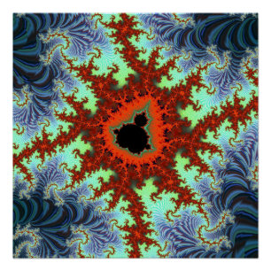Blau-Rot-Mandelbrot-Fraktal Poster