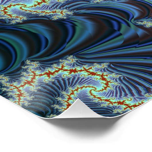 Blau-Rot-Mandelbrot-Fraktal Poster (Ecke)