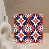 Blau-Rot-Marokkanisches Mosaikmuster Fliese