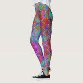 Blau, Rot, Orange, Lila und 3D oder Dreiecke Leggings (Links)