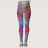 Blau, Rot, Orange, Lila und 3D oder Dreiecke Leggings (Vorderseite)