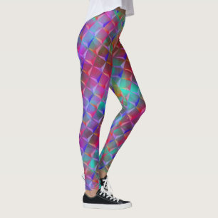 Blau, Rot, Orange, Lila und 3D oder Dreiecke Leggings