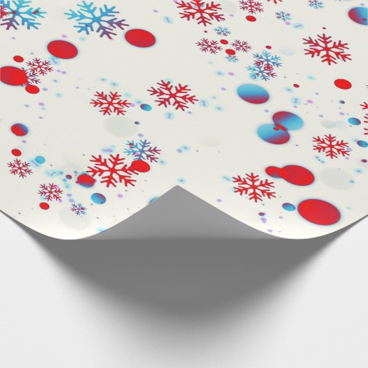 Blau-Rot-Schneeflocken-Design Geschenkpapier (Ecke)