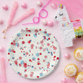 Blau-Rot-Schneeflocken-Design Pappteller (Party)