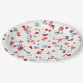 Blau-Rot-Schneeflocken-Design Pappteller (Schrägansicht)