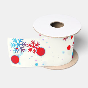 Blau-Rot-Schneeflocken-Design Satinband