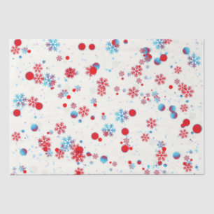 Blau-Rot-Schneeflocken-Design Seidenpapier