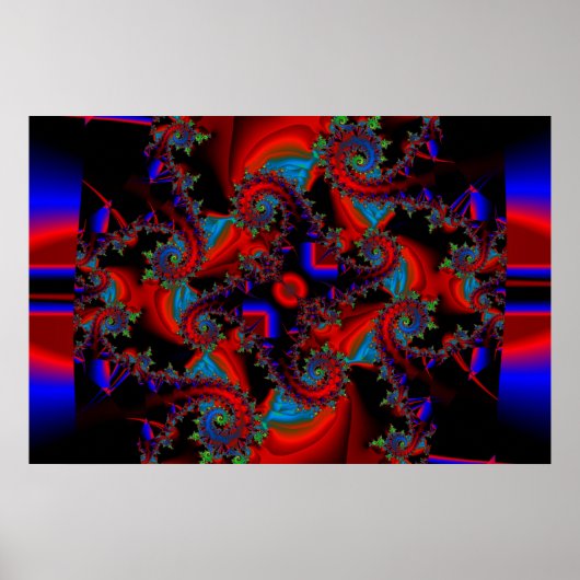 Blau Rot und Grün kämpfen Poster (Vorne)