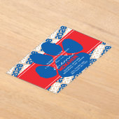 Blau, Rot und Weiß Abschluss Mattiert Acryleinladungen (Ablage )