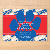 Blau, Rot und Weiß Abschluss Mattiert Acryleinladungen (Vorderseite)