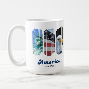 Blau Rot und Weiß fragmentierte Amerika Kunst Kaffeetasse