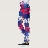 Blau, Rot und Weiß Kariert Leggings (Links)