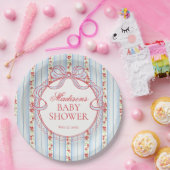 Blau & Rot Vintage Fancy Florales Babyshower Pappteller (Party)