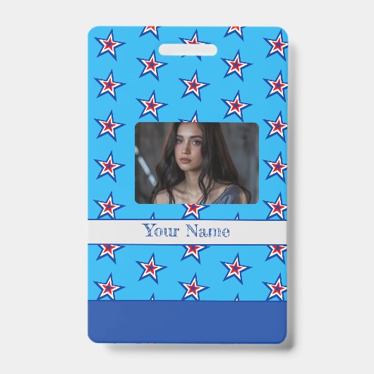 Blau-Rot-Weiß-Star-Muster-Abzeichen Ausweis (Vorderseite)