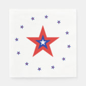 Blau/Rot/Weißer Star Ring + Rot/Blau/Weiß-Star Serviette (Vorderseite)