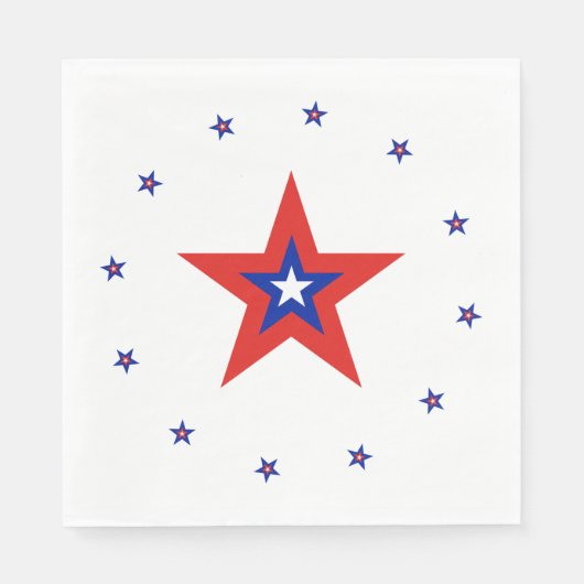 Blau/Rot/Weißer Star Ring + Rot/Blau/Weiß-Star Serviette (Vorderseite)