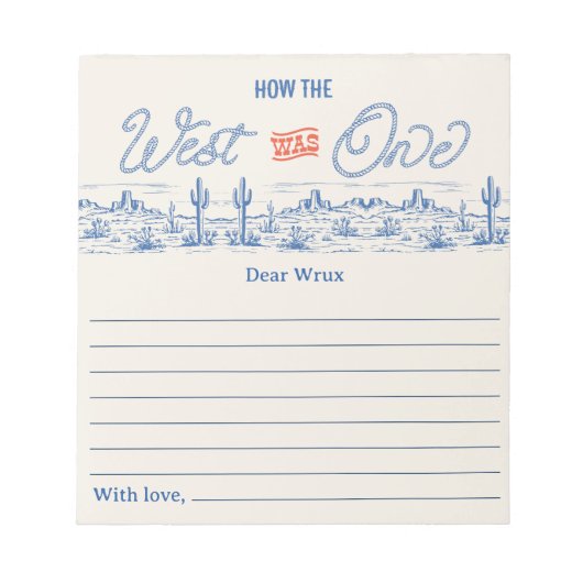 Blau rot Wie der Westen war eine Kapsel Notizblock (Vorderseite)