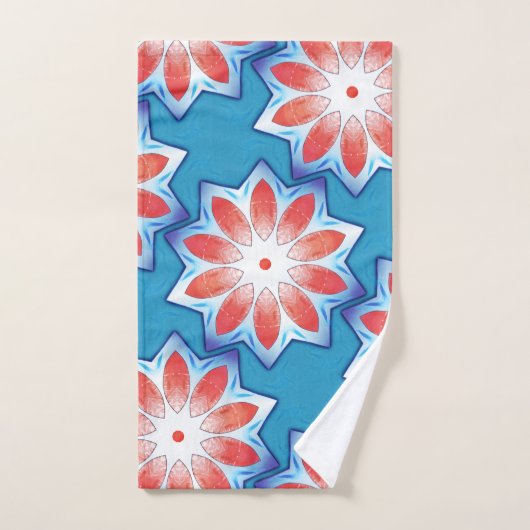 Blau Rot zehn Stuhl Sternkaleidoskop in weich glän Badhandtuch Set (Handtuch)