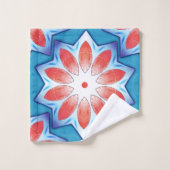Blau Rot zehn Stuhl Sternkaleidoskop in weich glän Badhandtuch Set (Waschlappen)