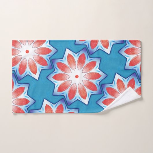 Blau Rot zehn Stuhl Sternkaleidoskop in weich glän Badhandtuch Set (Handtuch)
