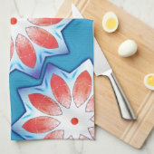 Blau Rot zehn Stuhl Sternkaleidoskop in weich glän Geschirrtuch (Viertel Falte)