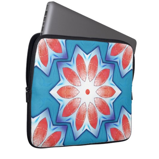 Blau Rot zehn Stuhl Sternkaleidoskop in weich glän Laptopschutzhülle (Vorne Rechts)