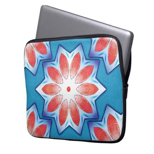 Blau Rot zehn Stuhl Sternkaleidoskop in weich glän Laptopschutzhülle (Vorderseite Links)