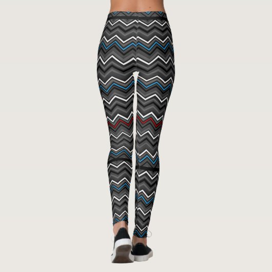 Blau/Rot Zig Zag mit schwarzem Striping..Diabetes Leggings (Rückseite)