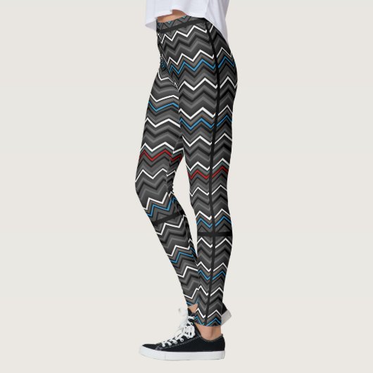 Blau/Rot Zig Zag mit schwarzem Striping..Diabetes Leggings (Links)