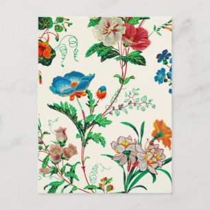 Blau-rote Blume Vintages Malmuster Postkarte