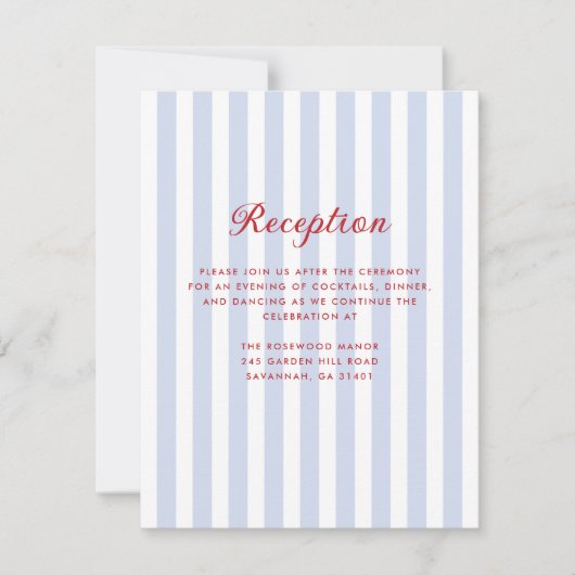 Blau-rote Hochzeitskarte Einladung (Vorderseite)