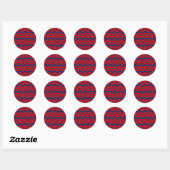 Blau-rotes Chevron-Musterdesign Runder Aufkleber (Blatt)
