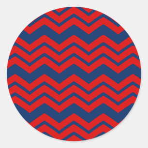 Blau-rotes Chevron-Musterdesign Runder Aufkleber