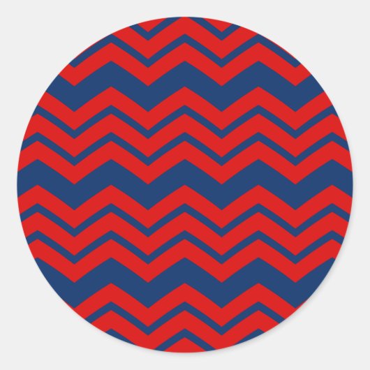 Blau-rotes Chevron-Musterdesign Runder Aufkleber (Vorderseite)
