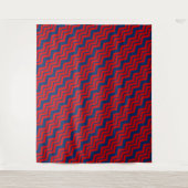Blau-rotes Chevron-Musterdesign Wandteppich (Vorderseite)
