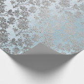 Blau-Royal-Silber-Floral-Pulver Rose Geschenkpapier (Ecke)