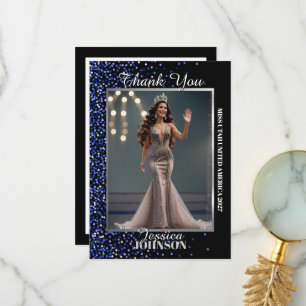 Blau Royale Glanz-Pageant-Foto-Dankeskarten Dankeskarte