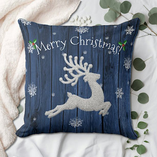 Blau Rustikales Weihnachts-Rentier-Wurfkissen Kissen
