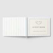 Blau & Salbei gestreifte Monogramm-Hochzeit Gästebuch (Voll)