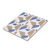 Blau Sandbraun Geometrische Formen Nahtloses Muste Fliese (Seite)