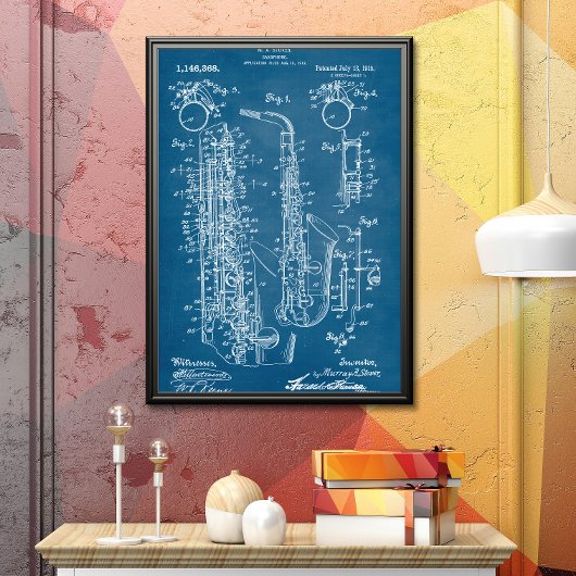 Blau | Saxophon - Patent Poster
