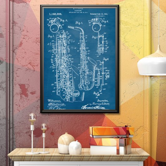 Blau | Saxophon - Patent Poster