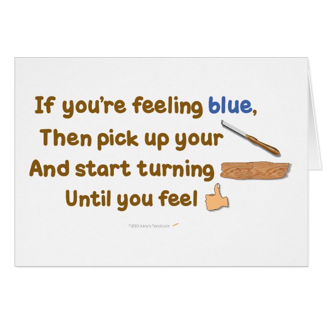 Blau schiefes Woodturning Gedicht (Vorderseite (Horizontal))